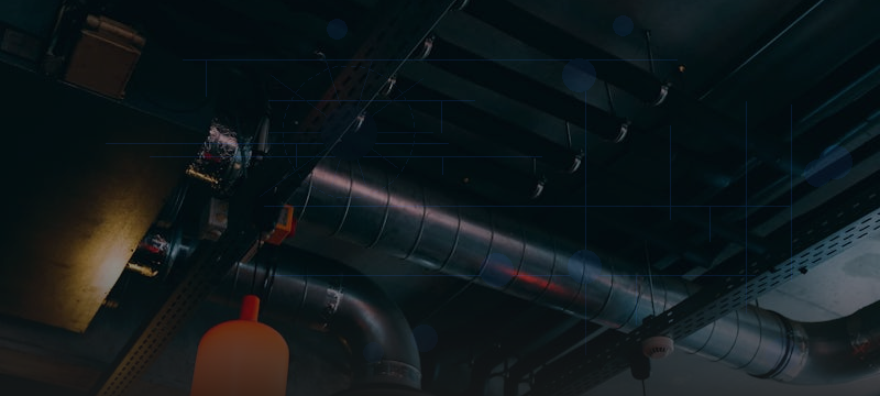 Air disinfection — airflow visualization with UV emission and circuit schematic overlay